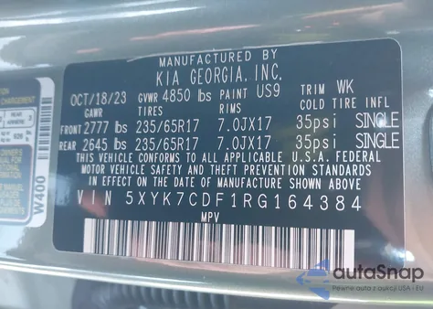 2024 Kia Sportage X-Pro Prestige из США, поврежденный, VIN 5XYK7CDF1RG164384